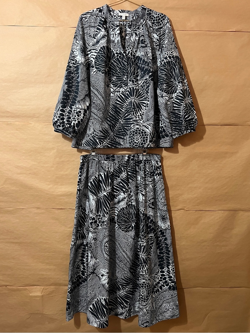 Ann Mashburn | Matching Set Sienna Top & Miranda Skirt Block Print Cotton Size L
